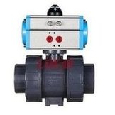 Load image into Gallery viewer, 厂家直供upvc气动球阀pvc塑料活接球阀耐酸碱腐蚀双由令球阀Q611S 'The manufacturer directly supplies upvc pneumatic ball valve, pvc plastic union ball valve, acid-alkali corrosion-resistant double-acting ball valve Q611S'